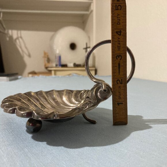 Antique Victorian Silver Plated Figural Shell Master Salt Dish - Picture 7 of 7